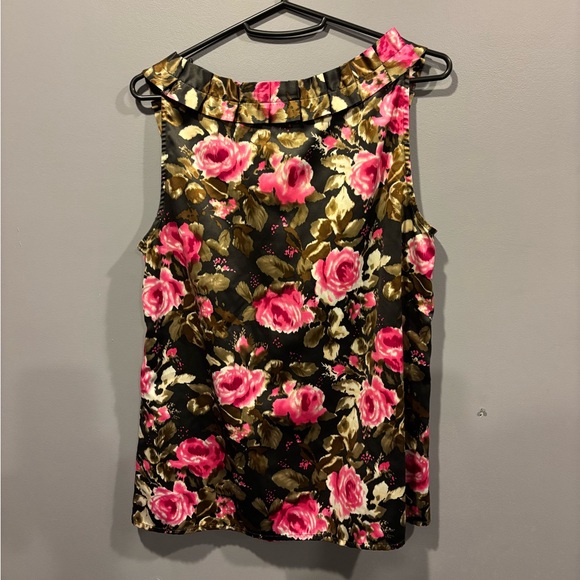 LOFT Women's Floral Sleeveless Top - Pink and Black - Picture 2 of 3